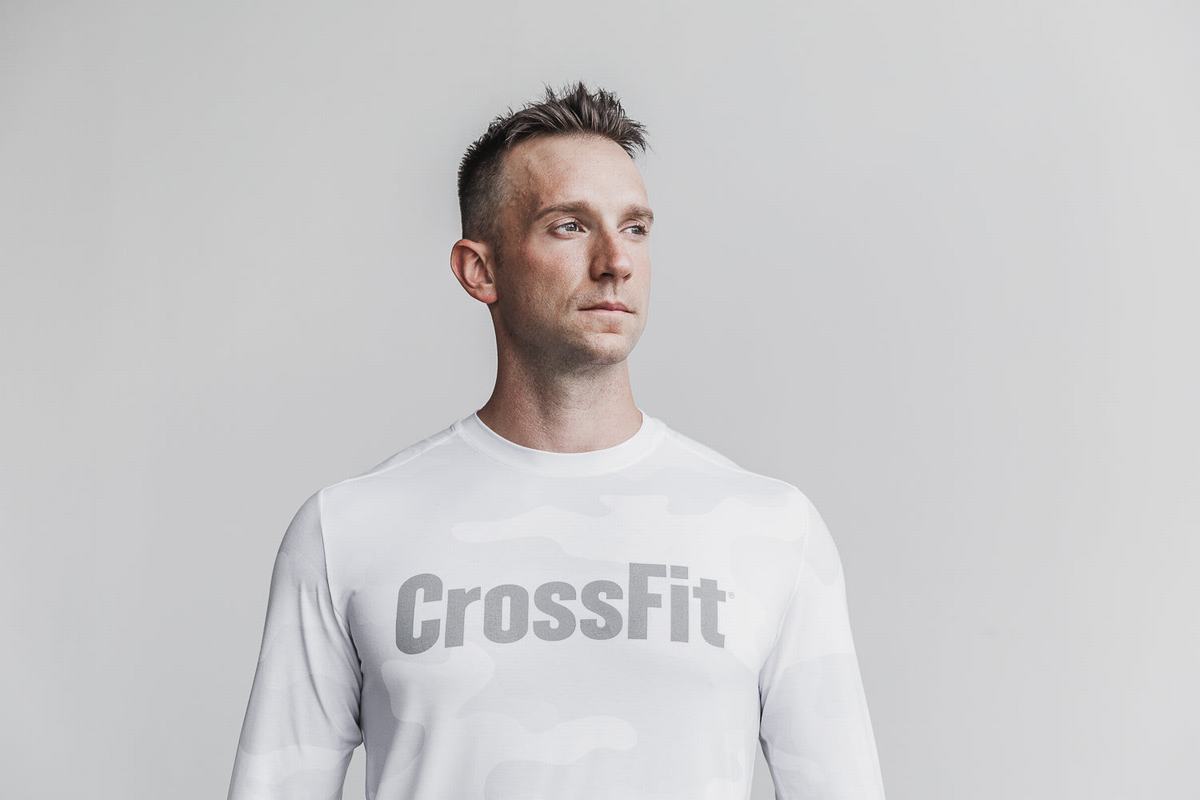 Nobull Crossfit® Men's Long Sleeves White Camo | Australia (QN7812)